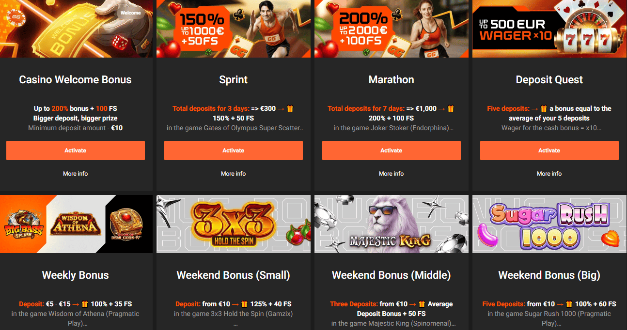 GGBet casino bonuses